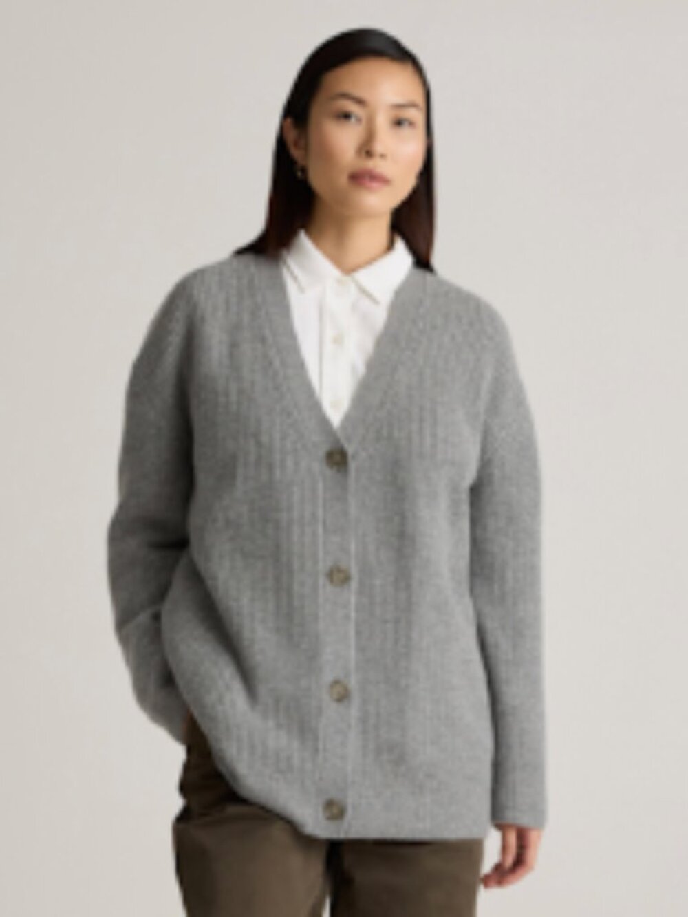 Mongolian Cashmere Oversized Boyfriend Cardigan Sweater